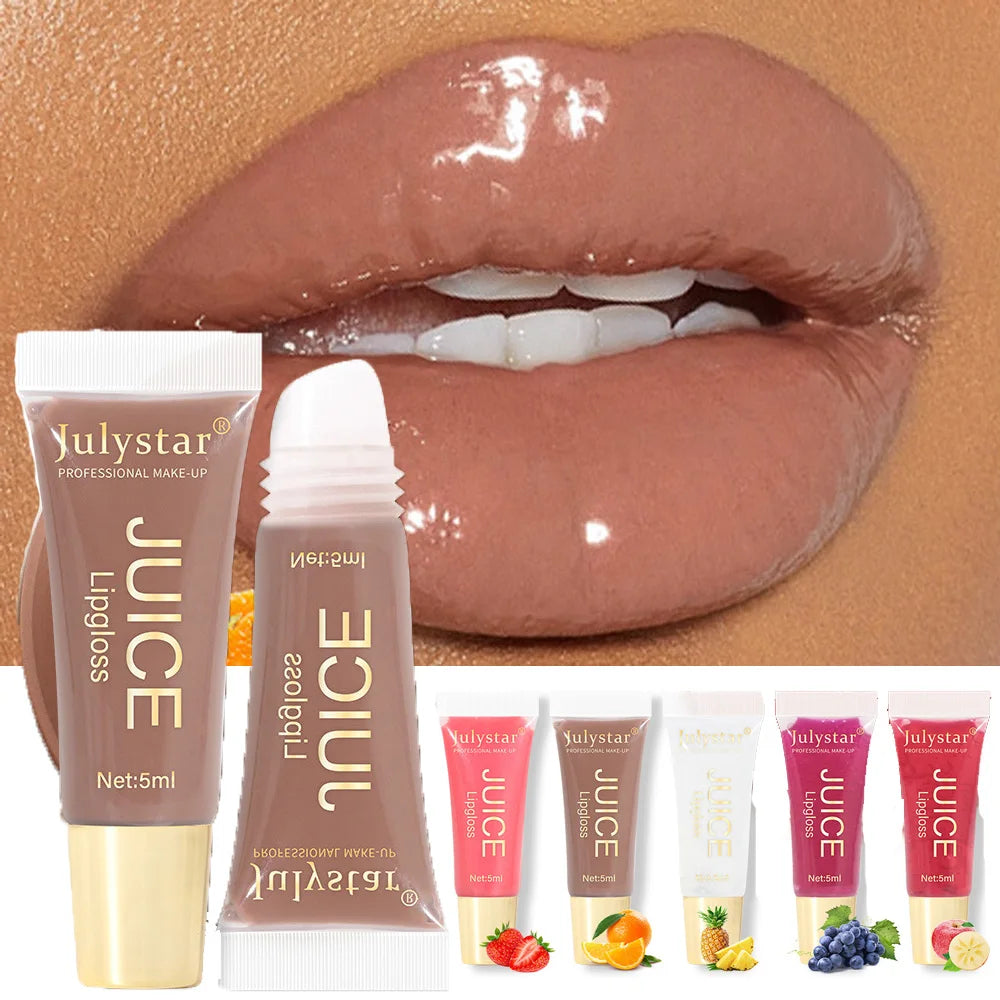 Luxe Hydrating Lip Oil – Plumping Nude Brown Tint & High-Shine Finish