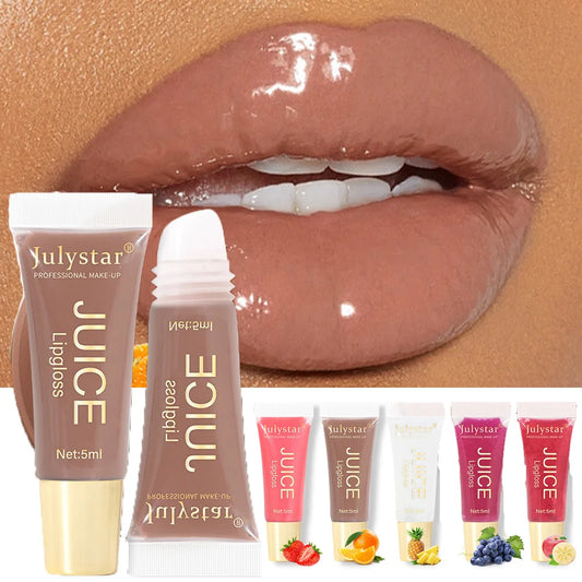 Luxe Hydrating Lip Oil – Plumping Nude Brown Tint & High-Shine Finish