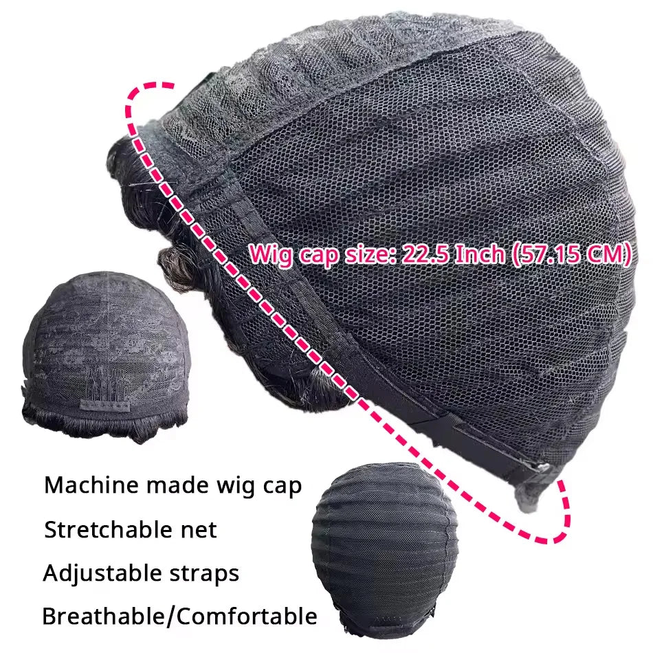 ✨ Pixie Cut Human Hair Wig – 6” Layered Short Loose Curly Wig with Bangs, Brazilian Remy hair