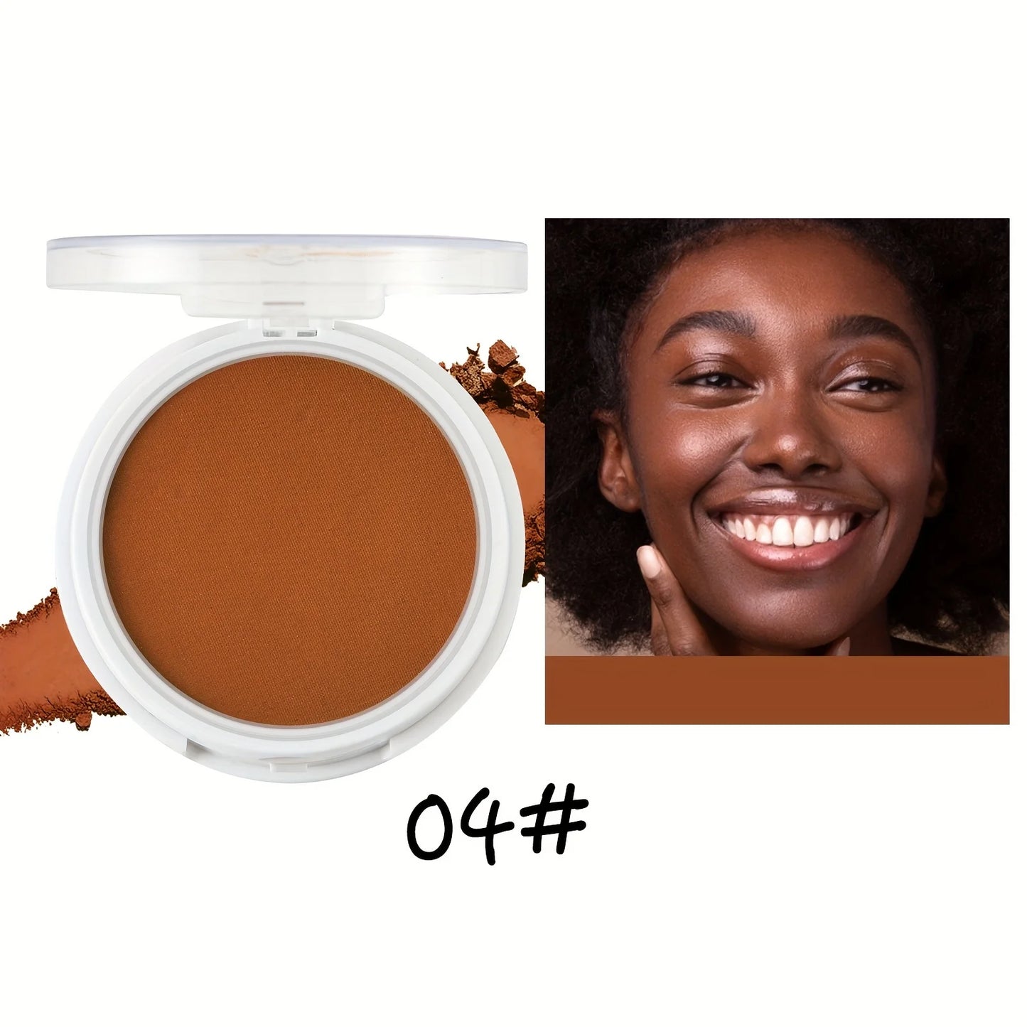 Professional Matte Bronzing Powder for Dark Skin – Sweatproof, Long-Wear Foundation & Contour Compact