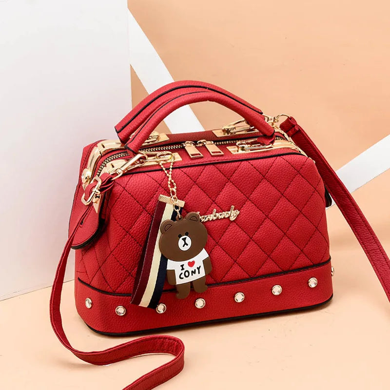 Luxury Rivet Designer Crossbody Bag – Elegant Small Square Shoulder Handbag