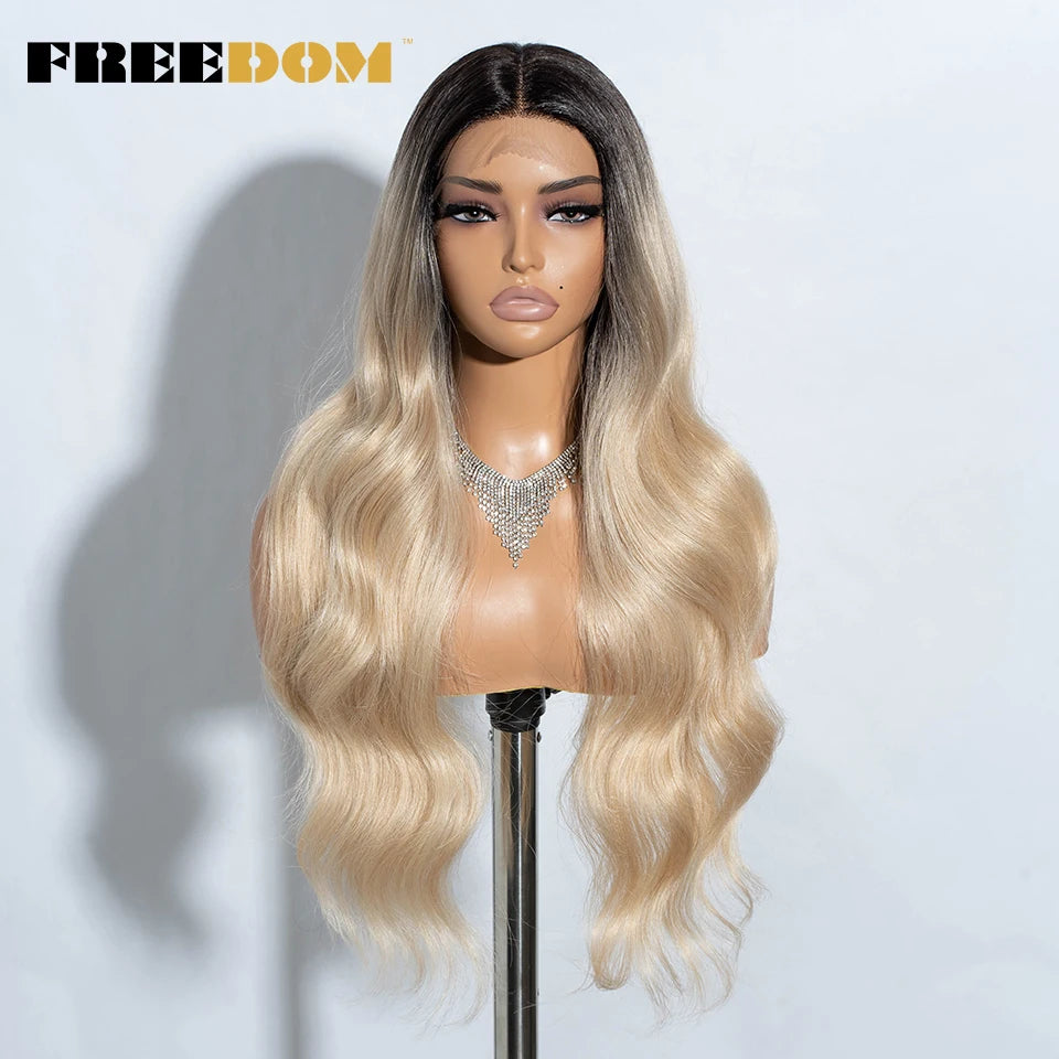 30" Long Wavy Synthetic Lace Front Wig - Freedom Body Wave Middle Part (Multi-Color)