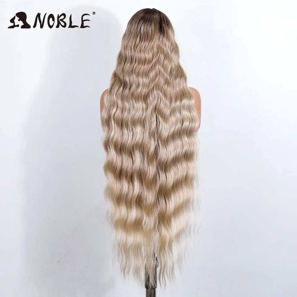 36" Long Body Wave Synthetic Lace Front Wig – Ombre Blonde & Golden