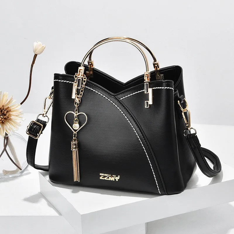 Chic Color-Block Bucket Bag – Korean-Inspired Large Capacity Crossbody & Shoulder Handbag