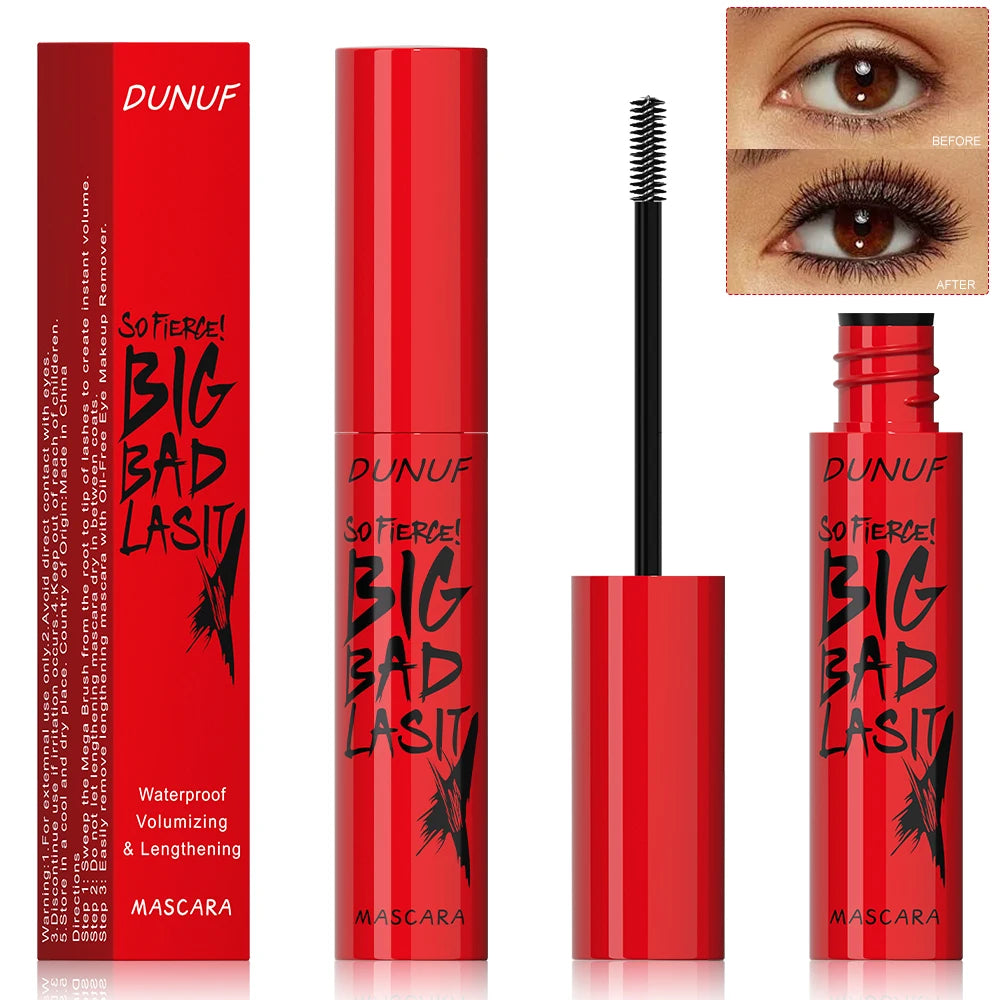 DUNUF Waterproof Long-Lasting Mascara - Smudge-Proof & Sweat-Proof Volumizing Curl