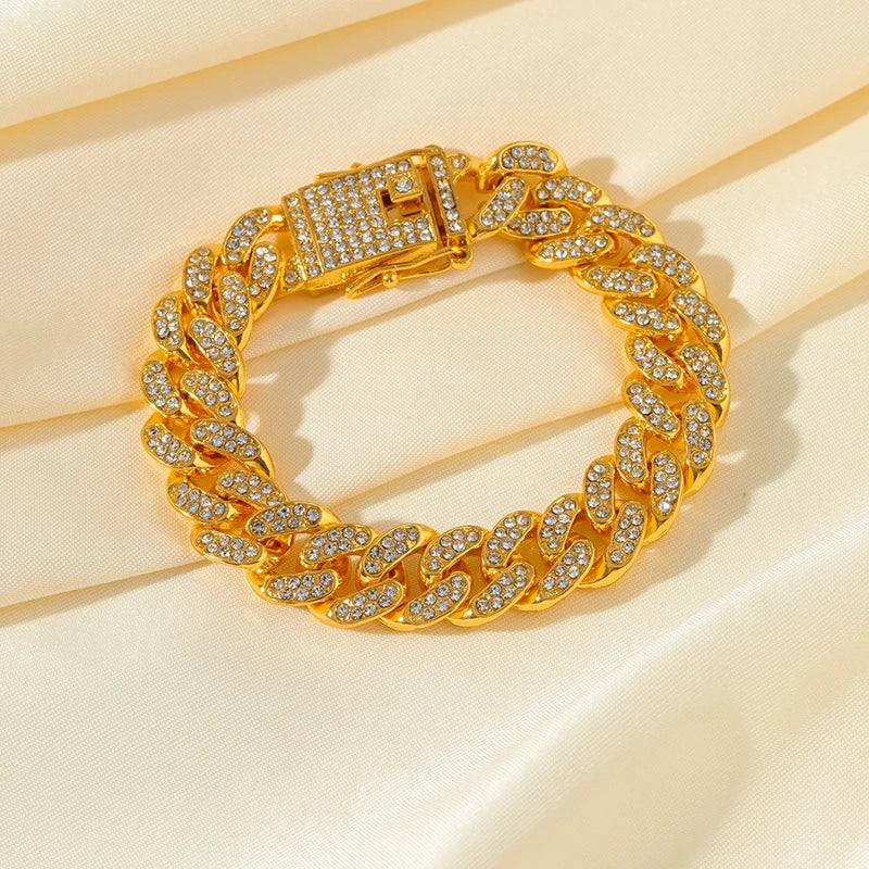 Gold Plated Stainless Steel Cuban Link Bracelet | Waterproof Unisex Wrist Chain