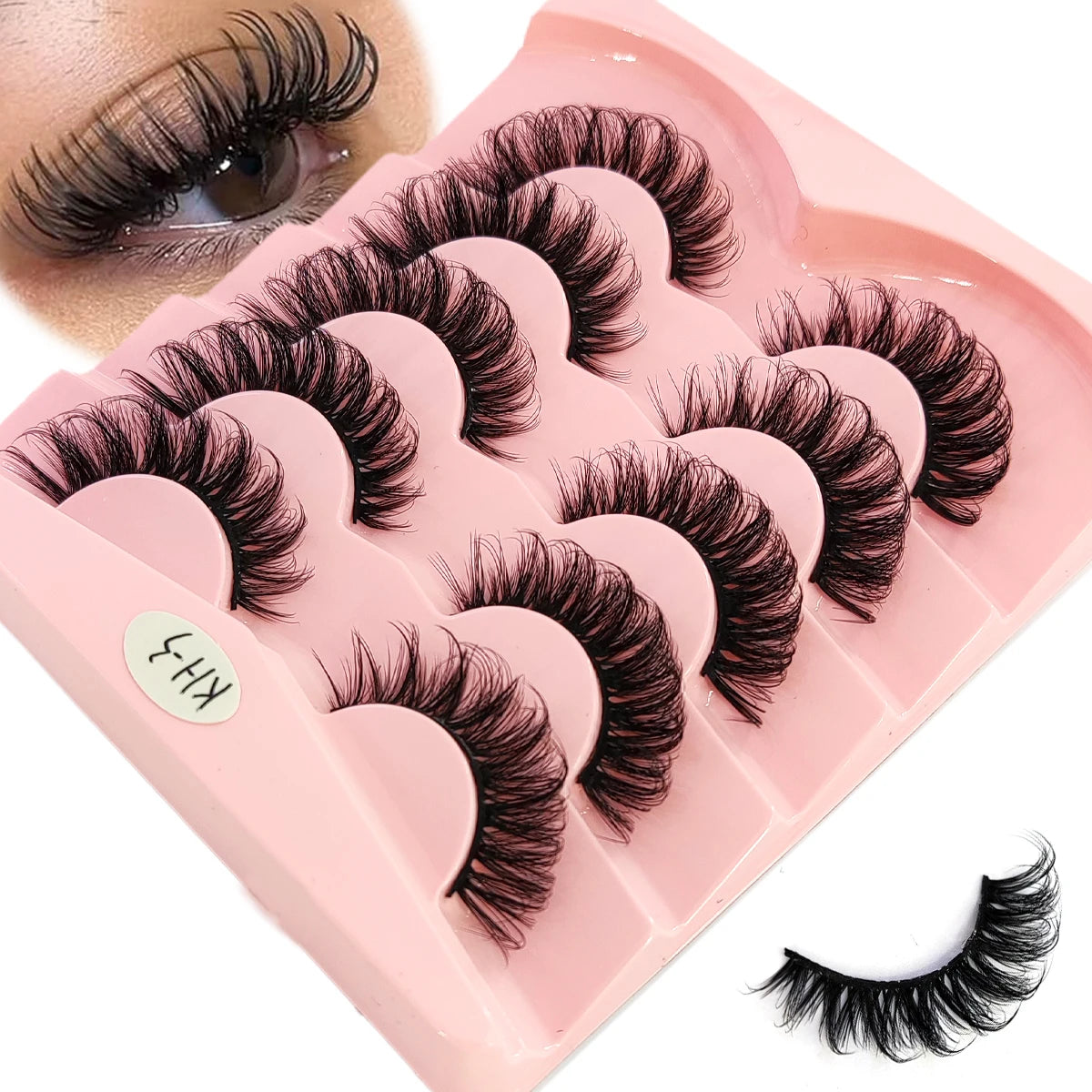 3D Fluffy Cat Eye Lashes – Soft, Wispy Natural Glam (5-Pair Set)