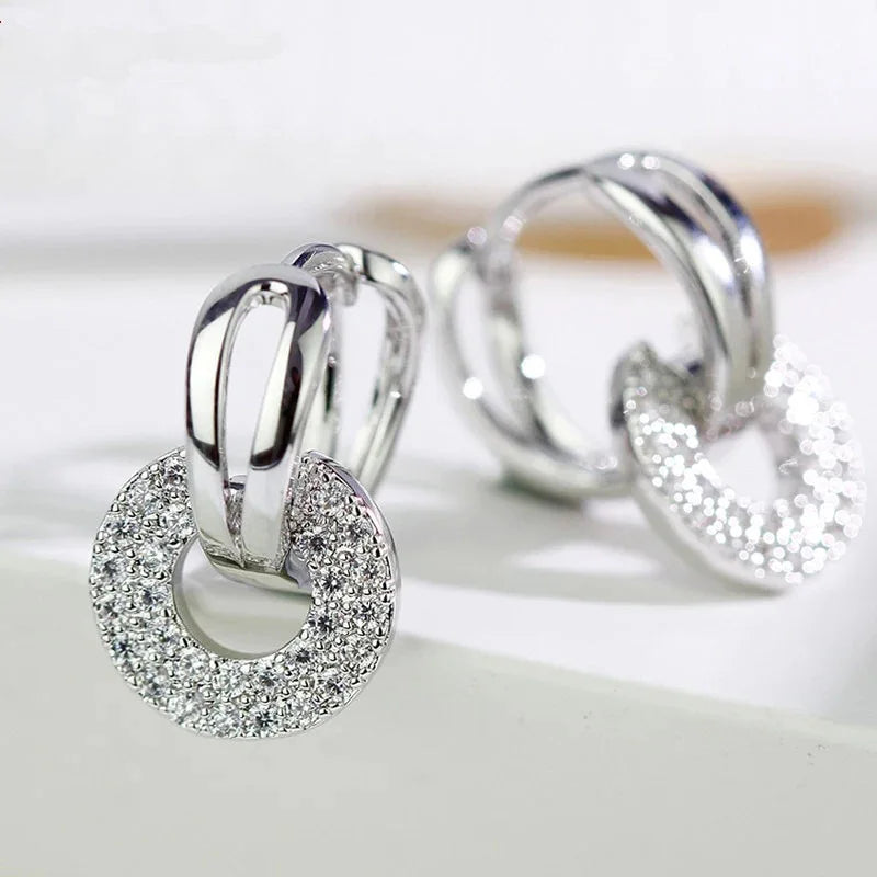 "Iris" Rainbow Zircon Gold Chain Drop Earrings
