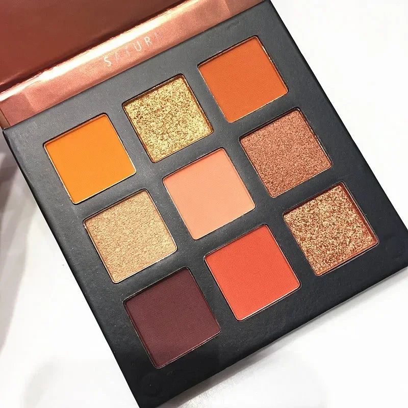 GLAZED Luxury 9-Color Eyeshadow Palette – Rich Shimmer & Matte Colors, Waterproof & Long-Wearing