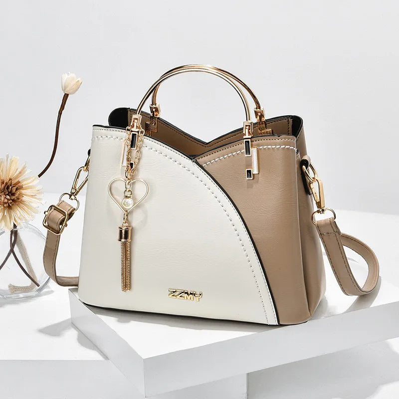 Chic Color-Block Bucket Bag – Korean-Inspired Large Capacity Crossbody & Shoulder Handbag