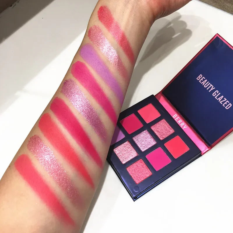 GLAZED Luxury 9-Color Eyeshadow Palette – Rich Shimmer & Matte Colors, Waterproof & Long-Wearing