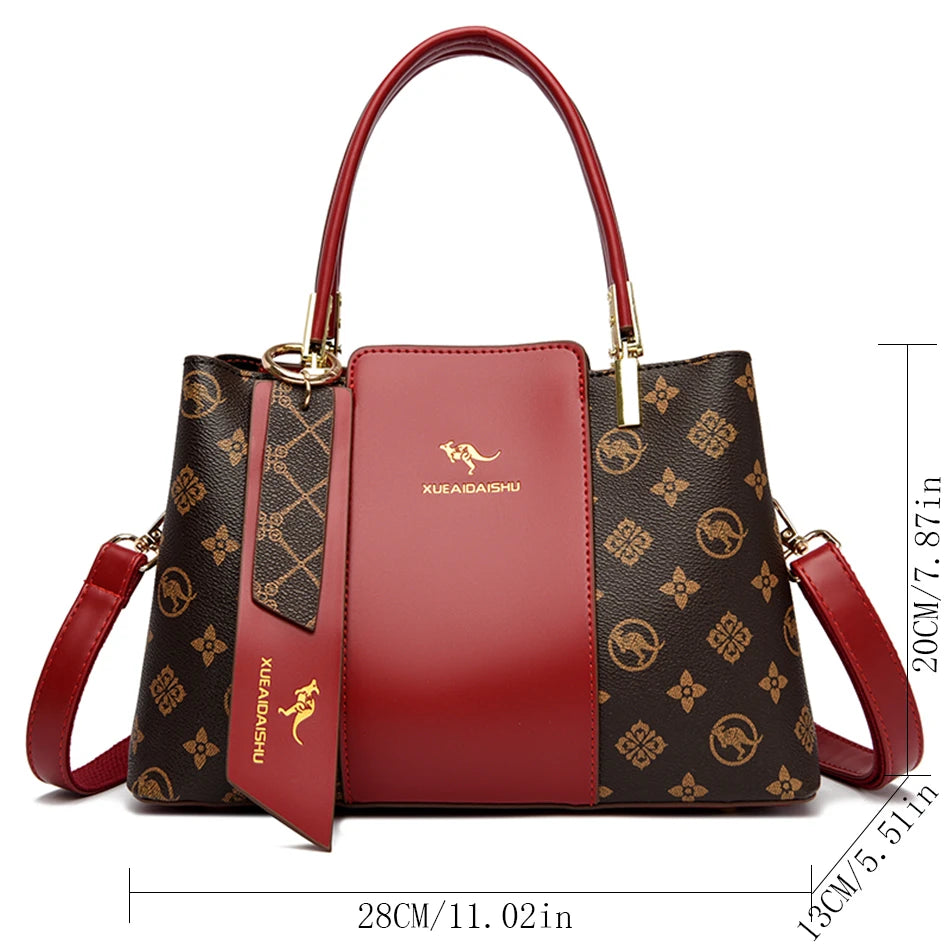 Versatile Large Capacity Shoulder Bag - Soft Leather Fashion Print Crossbody Bag for Leisure & Work