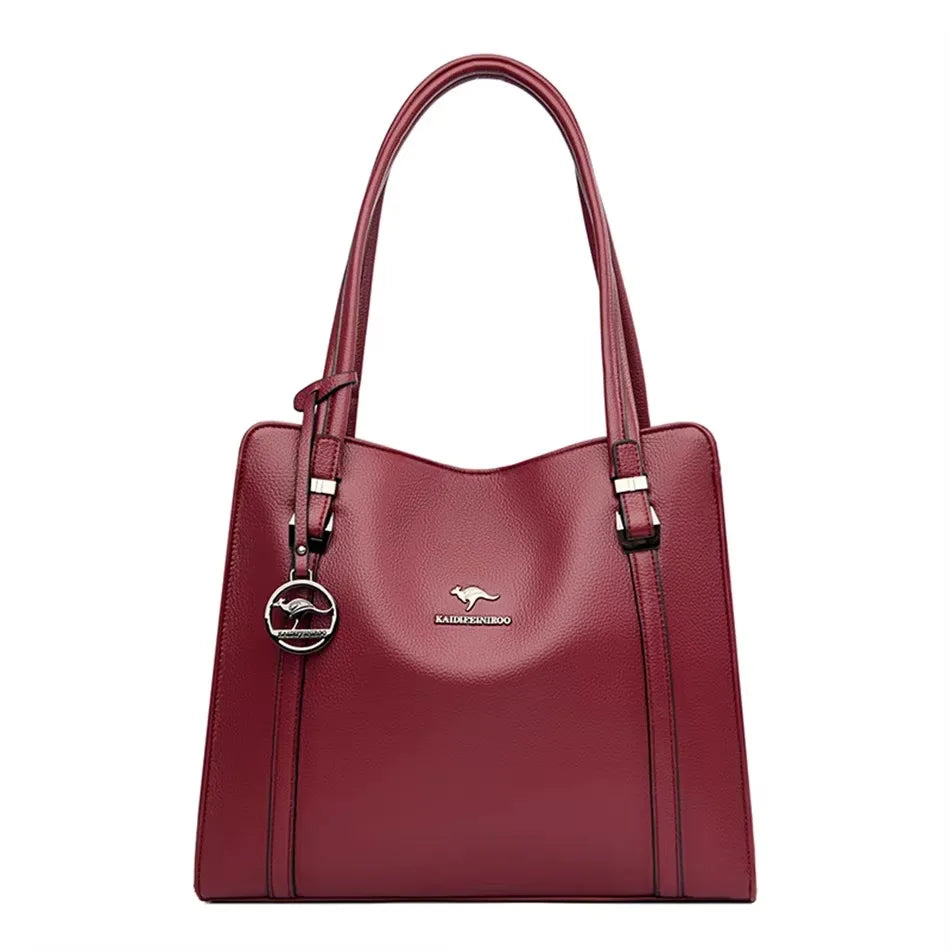 Versatile Large Capacity Shoulder Bag - Soft Leather Fashion Print Crossbody Bag for Leisure & Work
