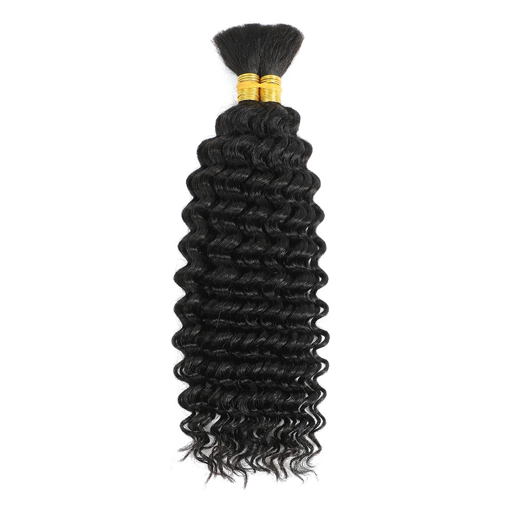 Human Braiding Hair for Boho Braids - 100g Deep Wave Bulk Human Hair (No Weft)