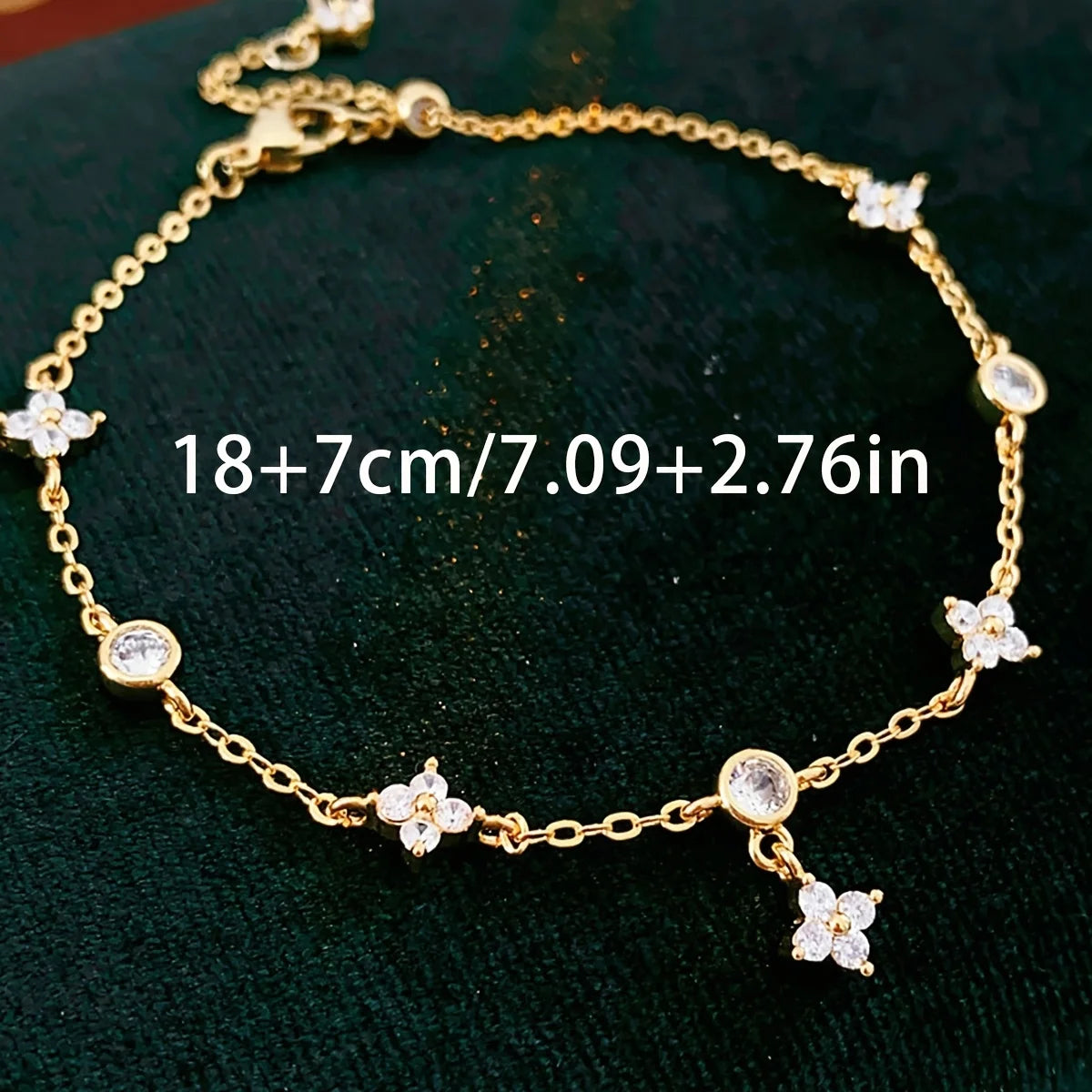 Luxury 925 Sterling Silver Clover Anklet – Dainty CZ Crystal Lucky Flower Charm Foot Jewelry for Women
