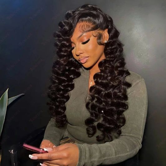 HD Lace Frontal Wig – 13x6 Loose Deep Wave Burmese Human Hair Wig, Pre-Plucked Natural Color