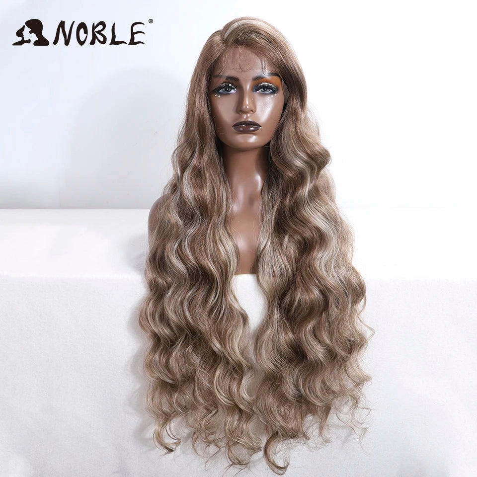 Noble 36" Synthetic Lace Front Wig – Long Body Wave with Side Part
