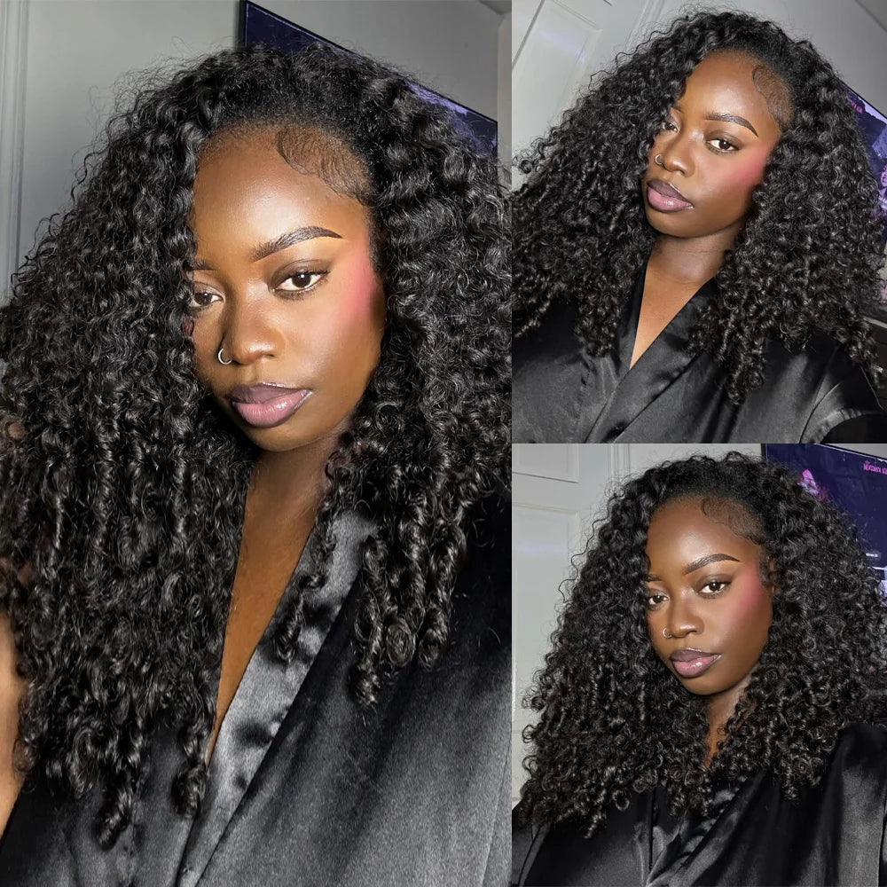 Half Wig Glueless Burmese Pixi Curly 100% Human Remy Hair Seamless Flip Over Half Wig Full Machine Made Drawstring Headband Wig