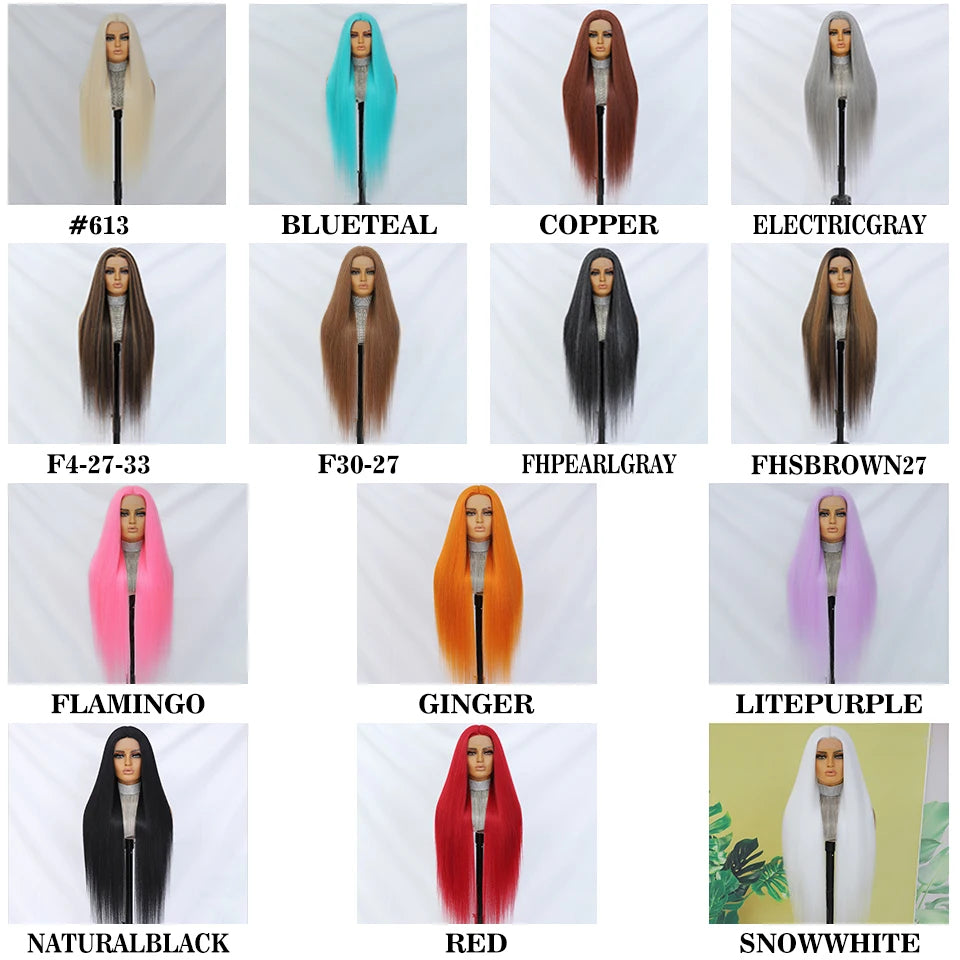 Ultra-Long 40" Straight Lace Front Wig with T-Part – Heat Safe Synthetic Hair for a Natural Look