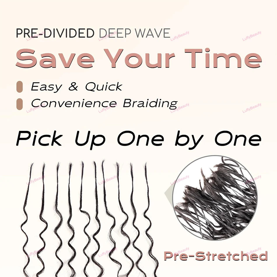 Loose Deep Wave Human Hair Bulk – Pre-Stretched Pre-Sectioned Braiding Hair for Boho Braids, Double Drawn Extensions
