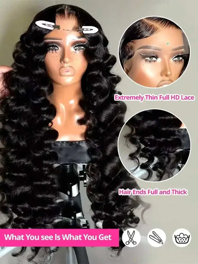 Luxury Loose Deep Wave HD Lace Frontal Wig – 250% Density