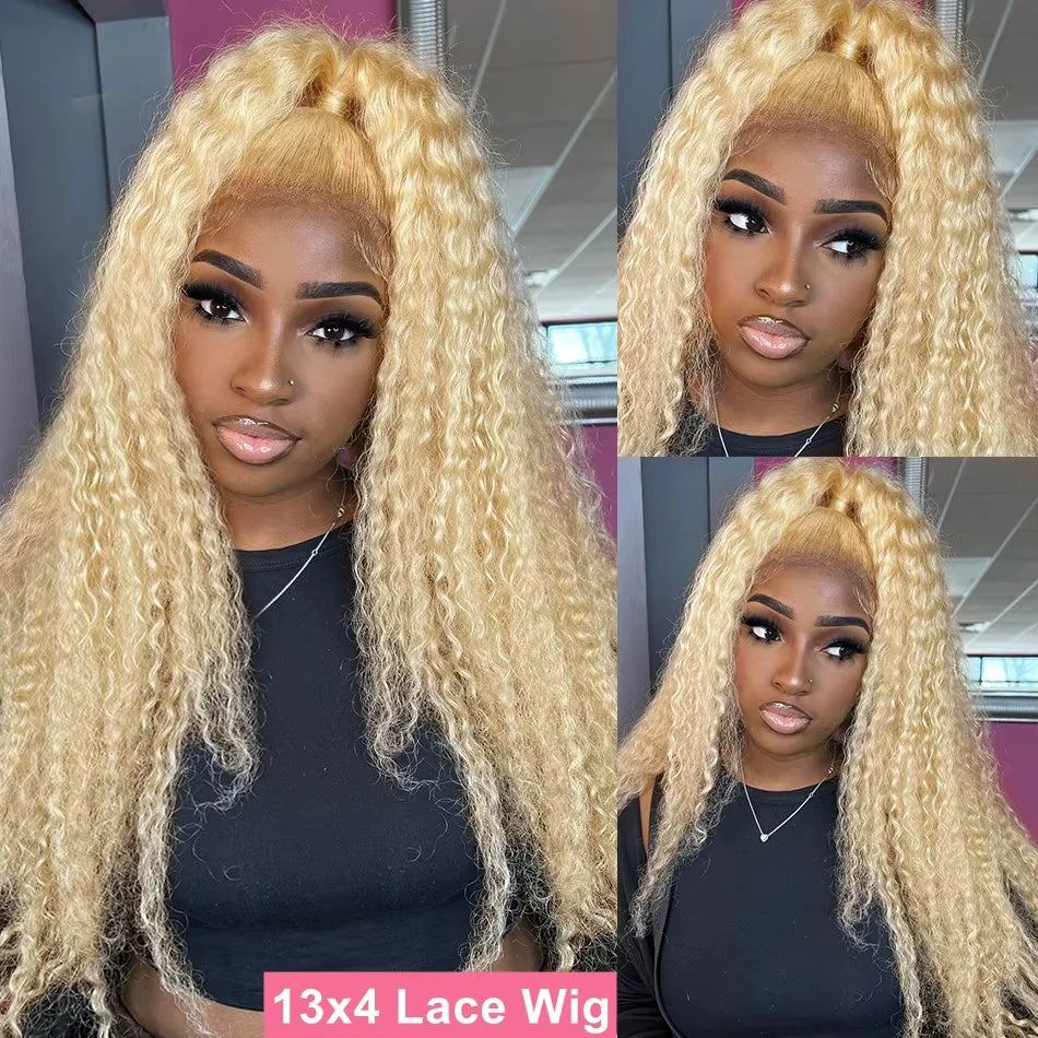 613 Blonde Deep Wave 13x6 HD Lace Front Wig | 40 Inch Real Human Hair | Platinum Curly Frontal