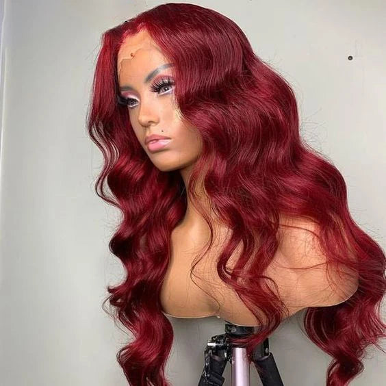 Burgundy 99J Body Wave Lace Frontal Wig – 13x6 HD Lace Human Hair