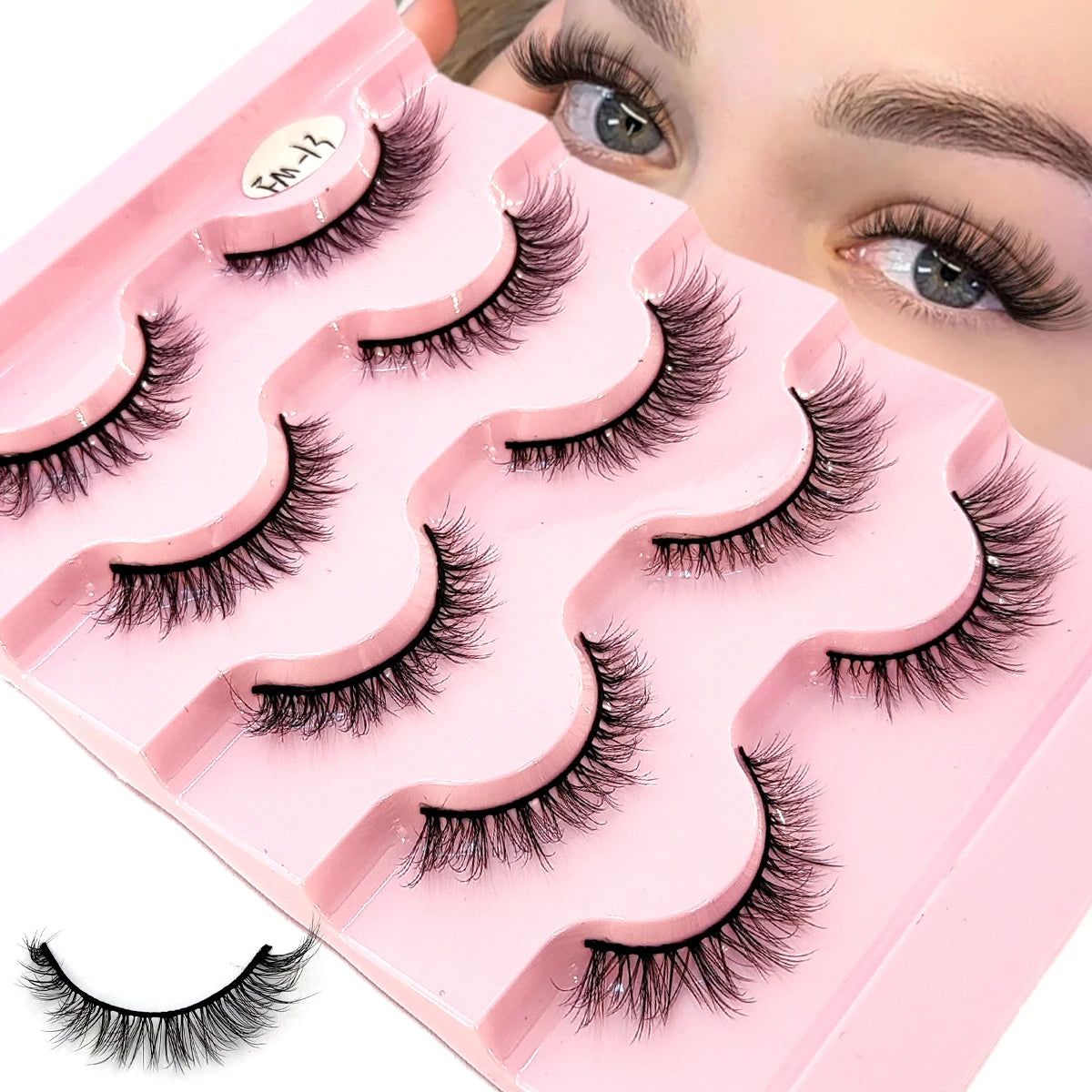 3D Fluffy Cat Eye Lashes – Soft, Wispy Natural Glam (5-Pair Set)