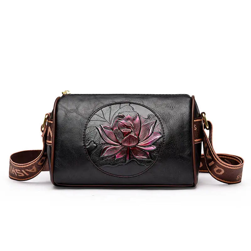 Versatile Large Capacity Shoulder Bag - Soft Leather Fashion Print Crossbody Bag for Leisure & Work