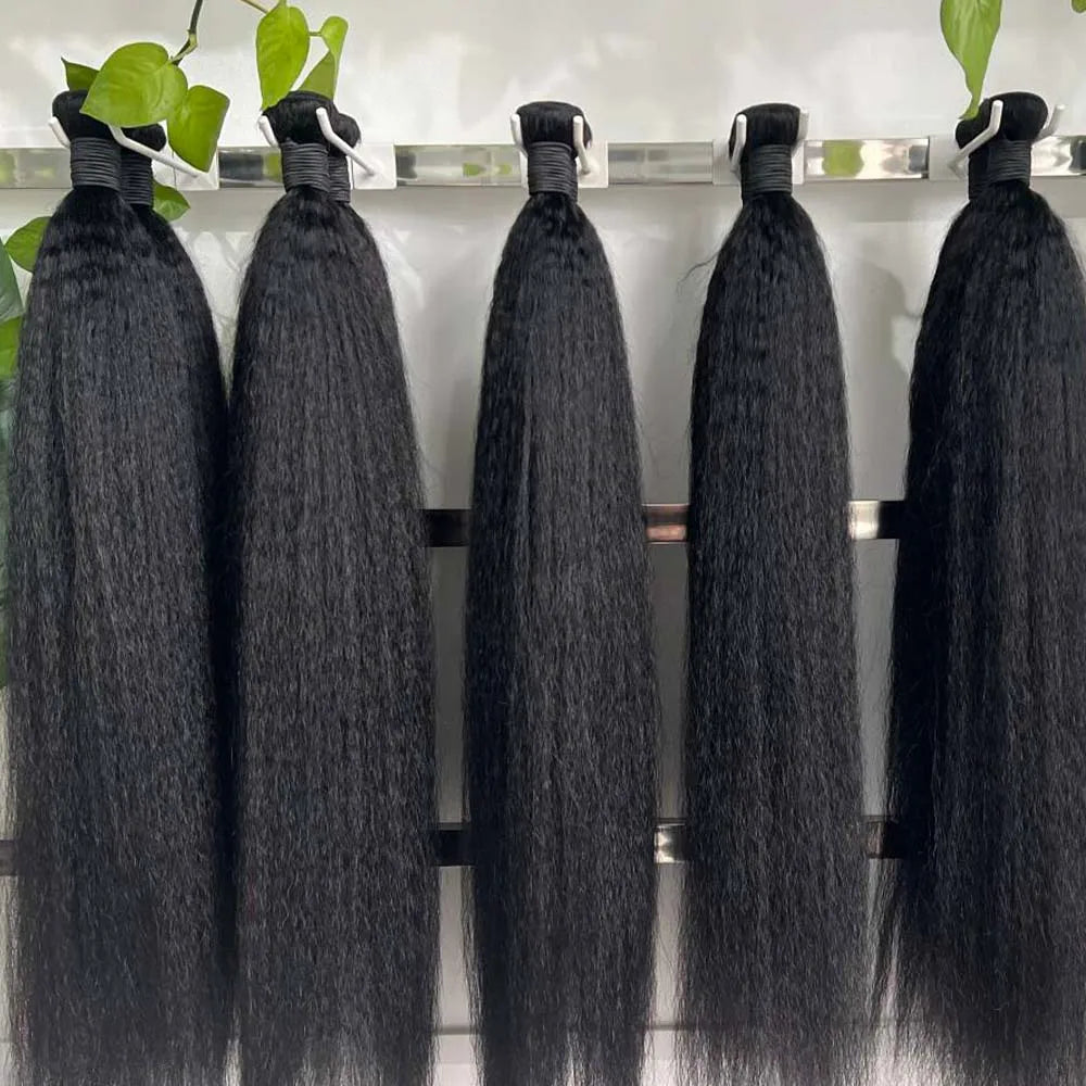 Kinky Straight Raw Virgin Hair Bundles with HD Lace Closure/Frontal Set