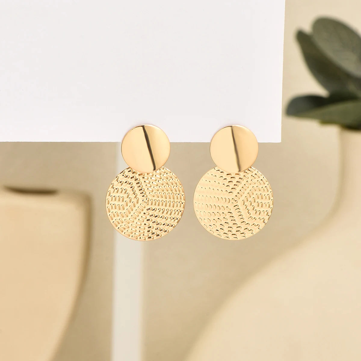 Boho-Chic Geometric Metal Hoop Earrings