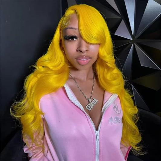 Light Yellow 613 Body Wave 13x6 HD Lace Frontal Human Hair Wig (38 Inch) - Vibrant Long Colored Collection