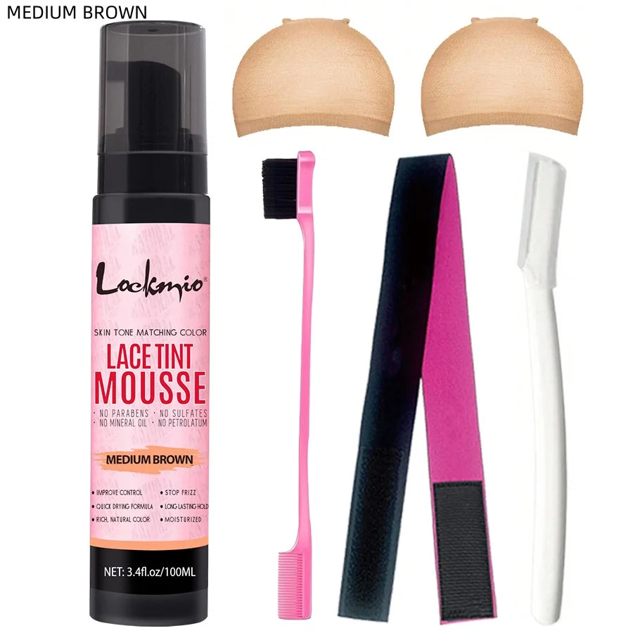 LOCKMIO Natural Lace Tint Spray & Mousse – Invisible Skin-Fitting Wig Dye Mist for Lace Frontals & Mesh