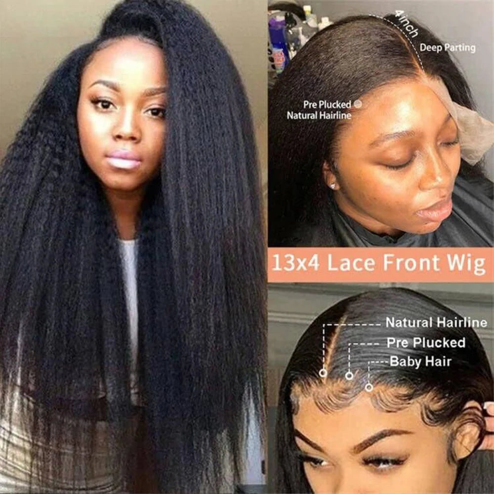 Kinky Straight 13x4 HD Lace Front Human Hair Wig (250% Density)