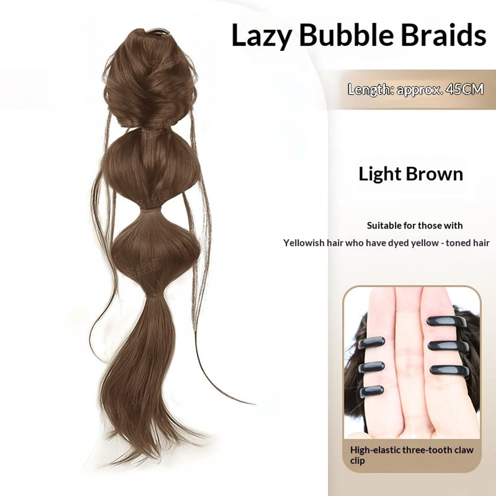 Claw Clip Fluffy Bubble Braid Ponytail – Heat Resistant Synthetic Hair Extension