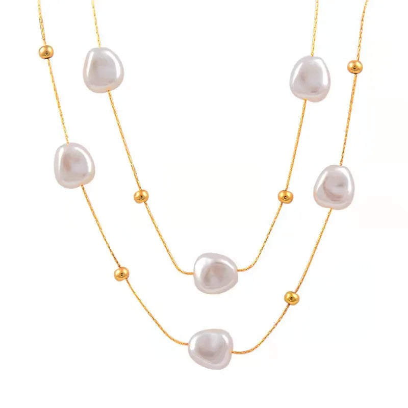 ZAKOL Stainless Steel Pearl Pendant Necklace for Women – Elegant Trendy Jewelry
