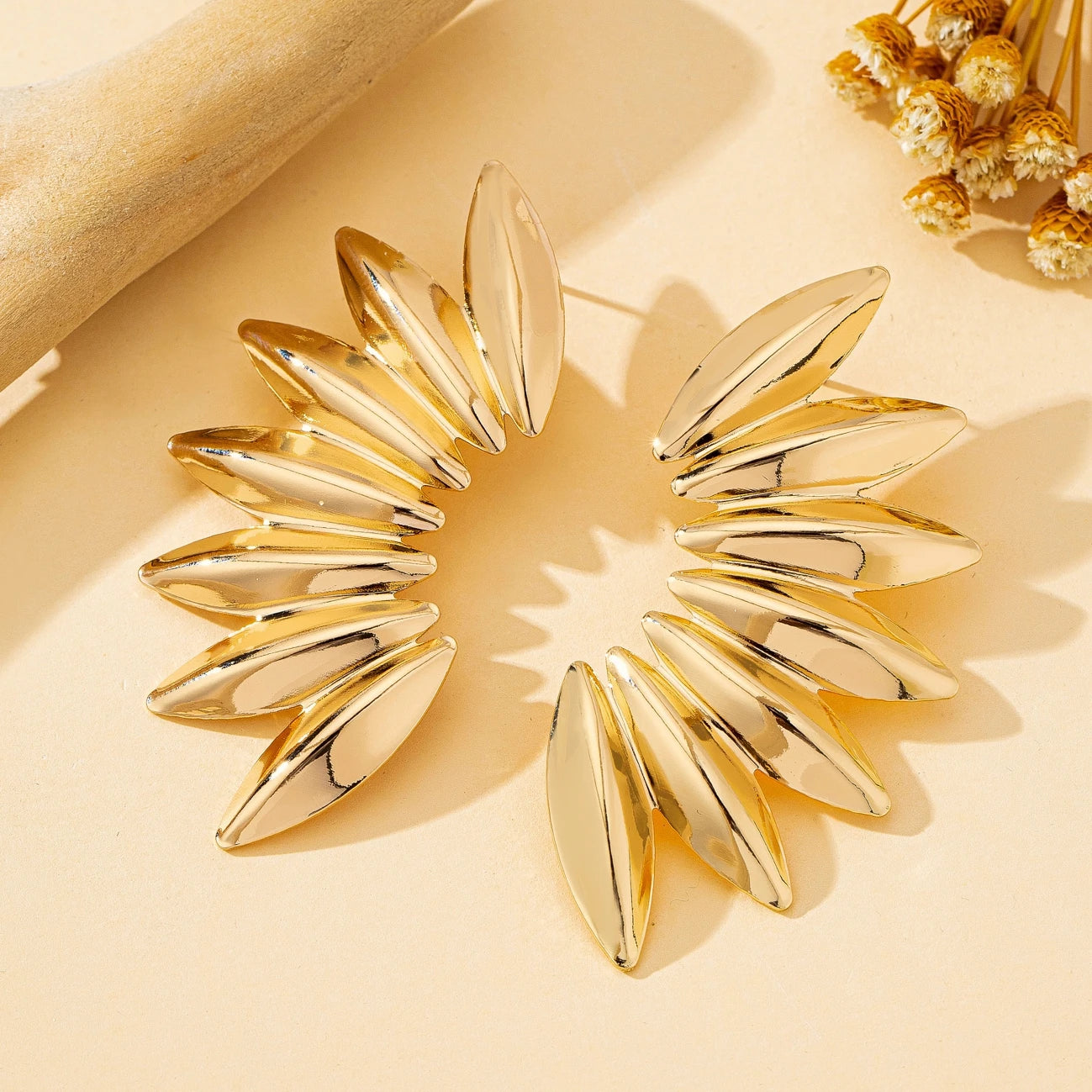 Fan-Shaped Statement Earrings | Retro Geometric Dangle Drop Jewelry