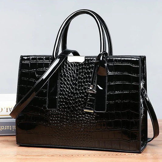 Luxury Crocodile Pattern Handbag – Spacious Top-Handle Tote for Women