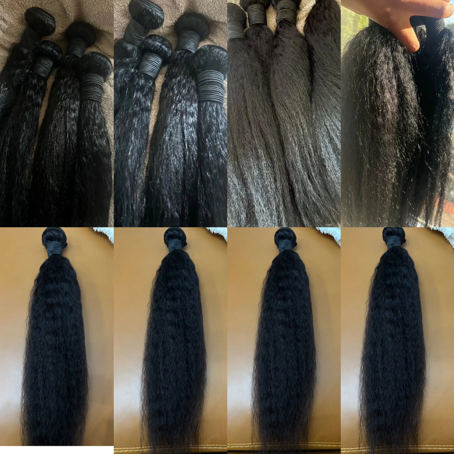 12A Kinky Straight Human Hair Bundles – Yaki Straight Virgin Hair Weave