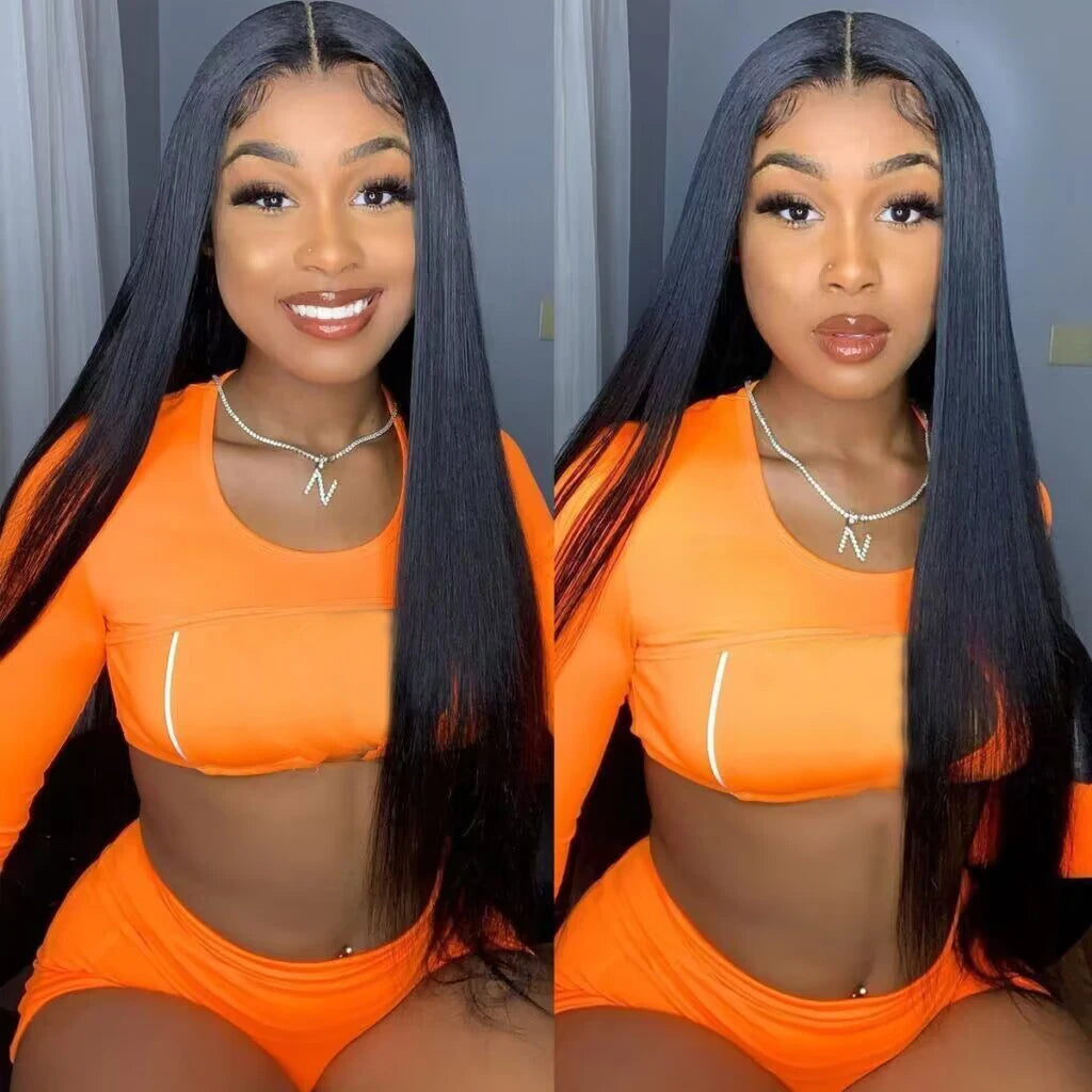 Natural Melt: HD Transparent Lace Straight Human Hair Wig – Pre-Plucked 13x6 Frontal