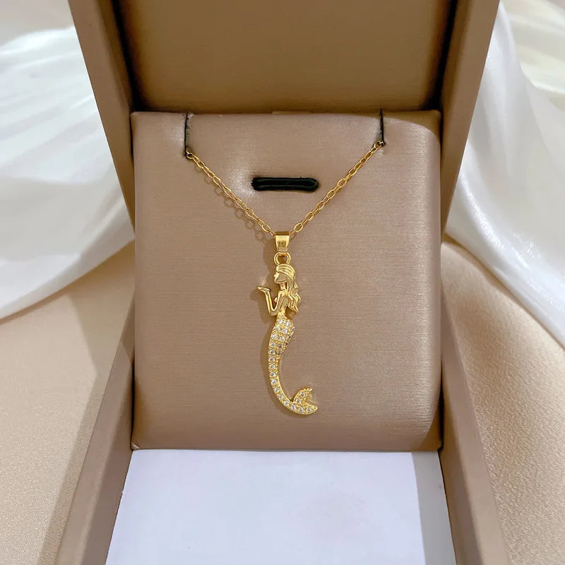 Enchanted Mermaid Pendant Necklace – Tarnish-Free Stainless Steel Jewelry