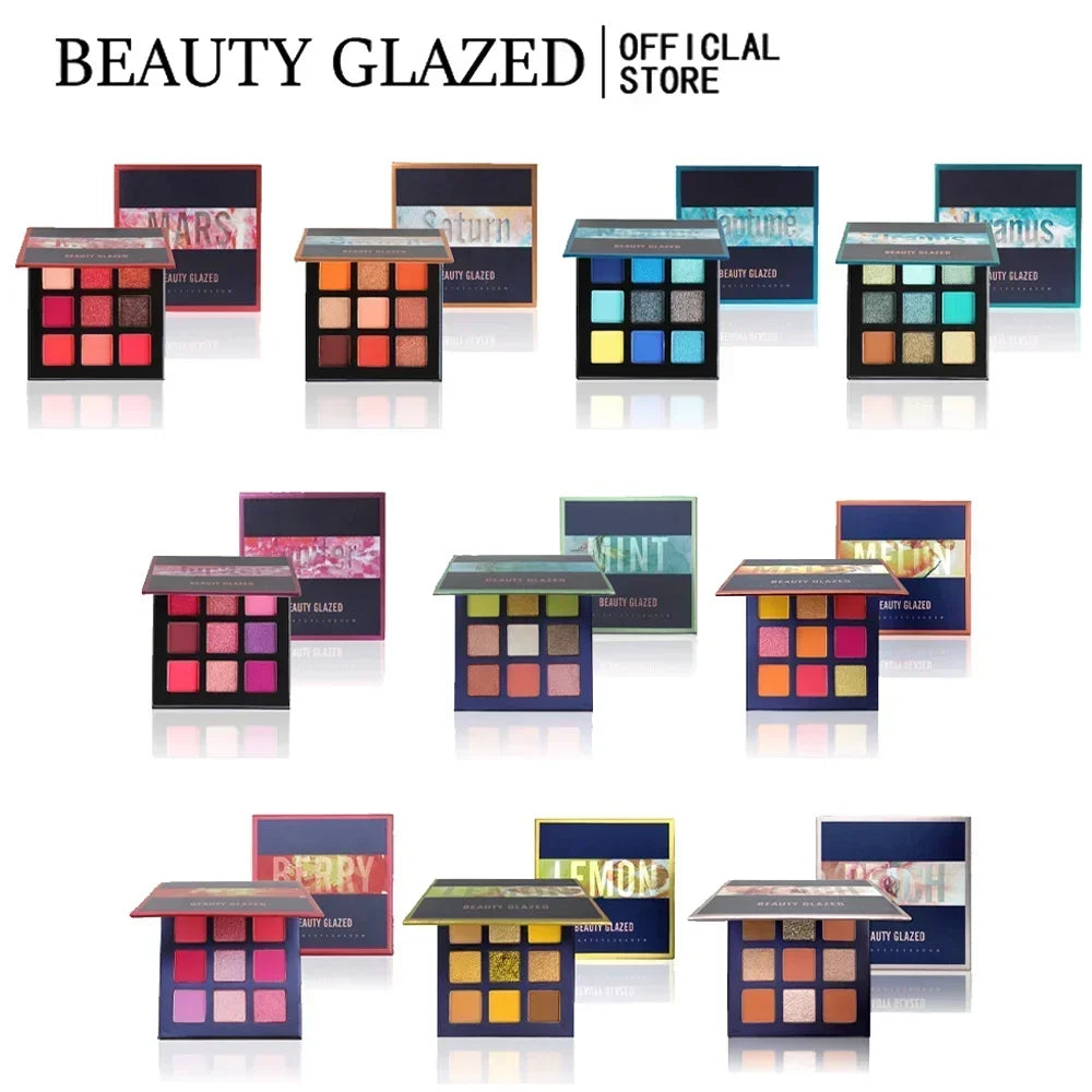 GLAZED Luxury 9-Color Eyeshadow Palette – Rich Shimmer & Matte Colors, Waterproof & Long-Wearing