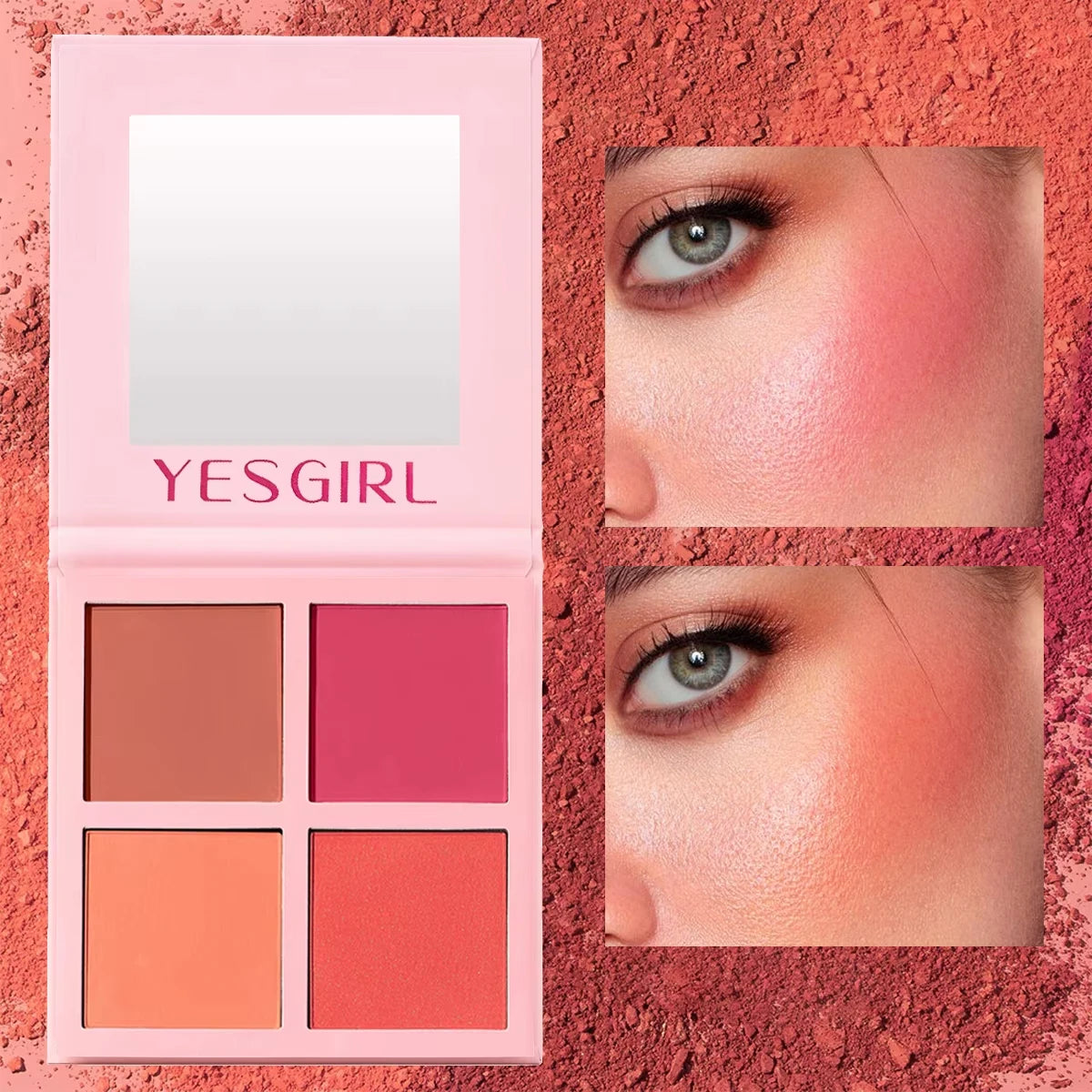 Soft Fog Matte Powder Blush Palette | Low-Saturation 4-Color Blusher for a Radiant Finish