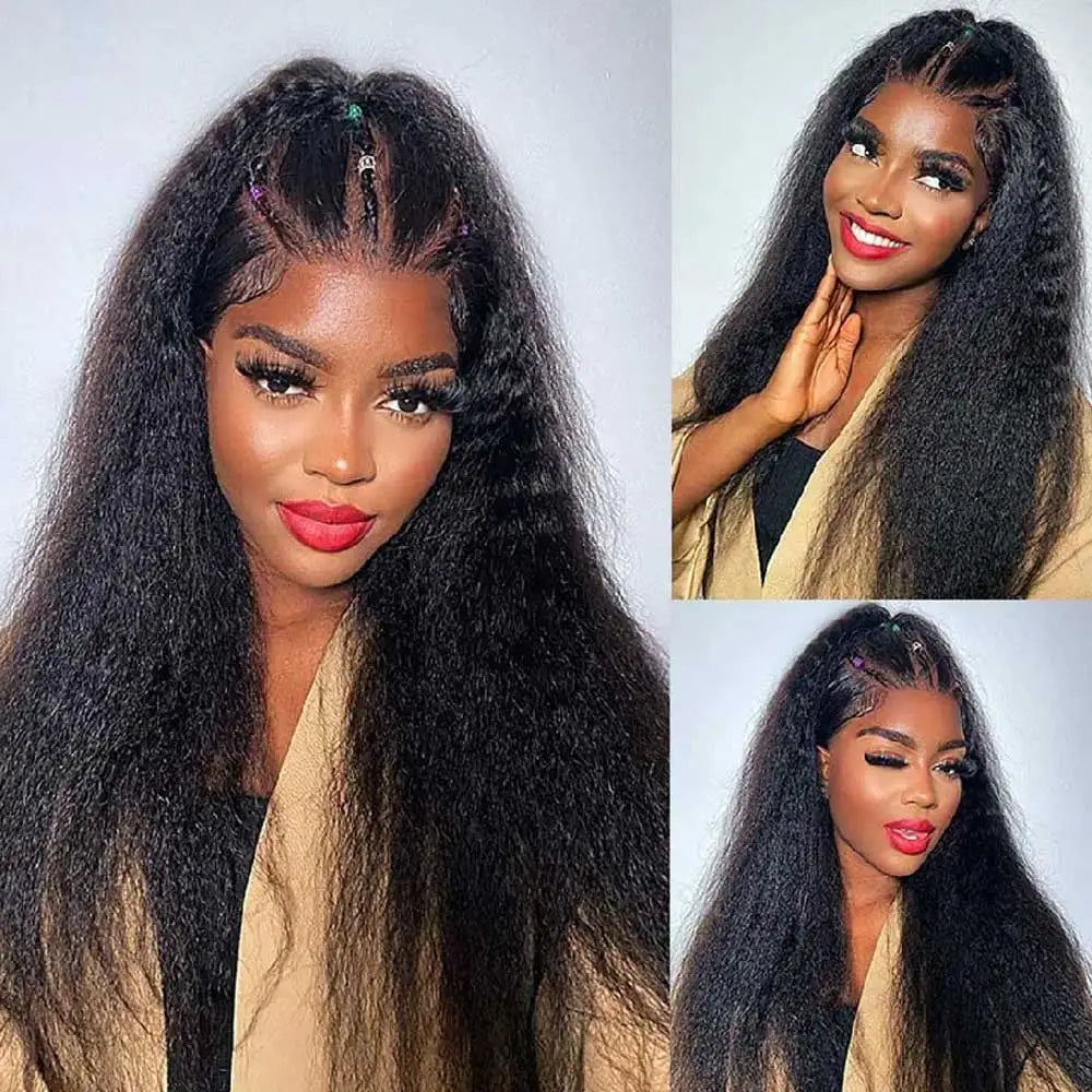 Kinky Straight 360 HD Lace Frontal Wig – Invisible Strap & Glueless Human Hair for High Ponytails