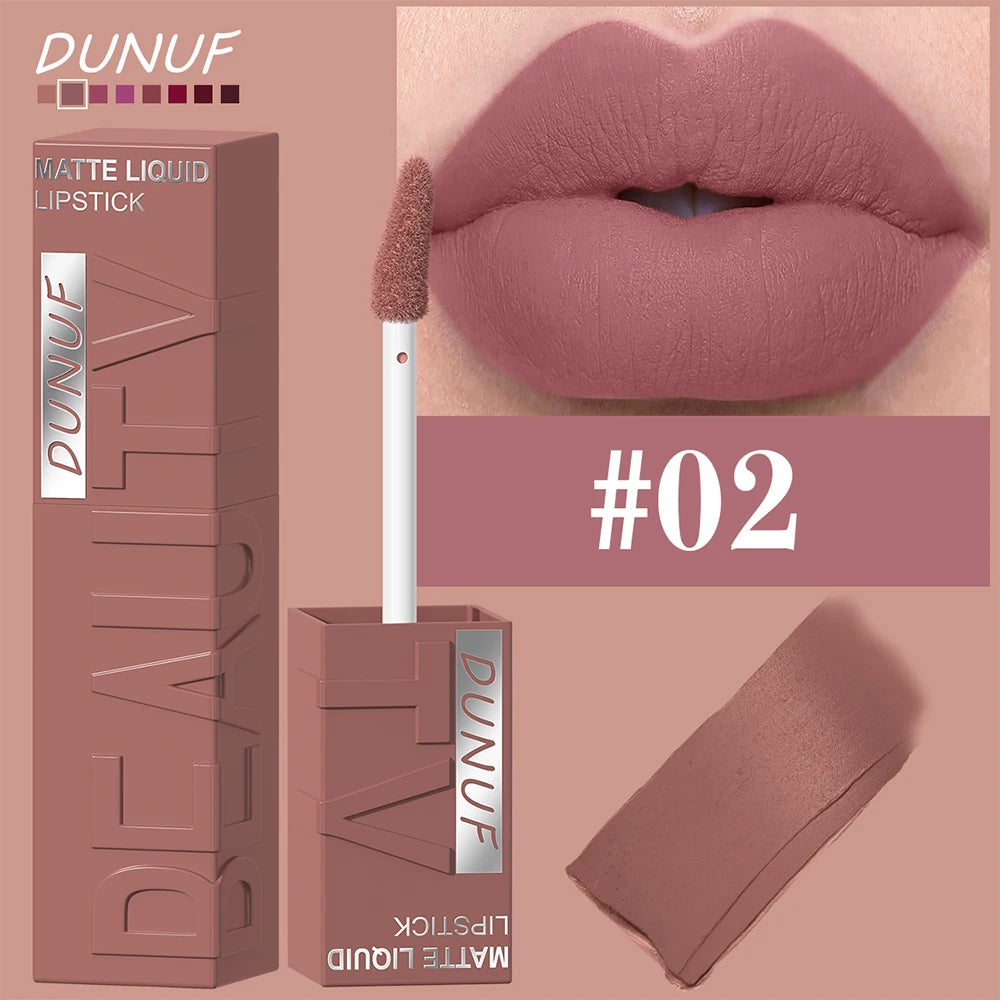DUNUF Smooth Velvet Matte Lipstick – 3D Plumping & Waterproof