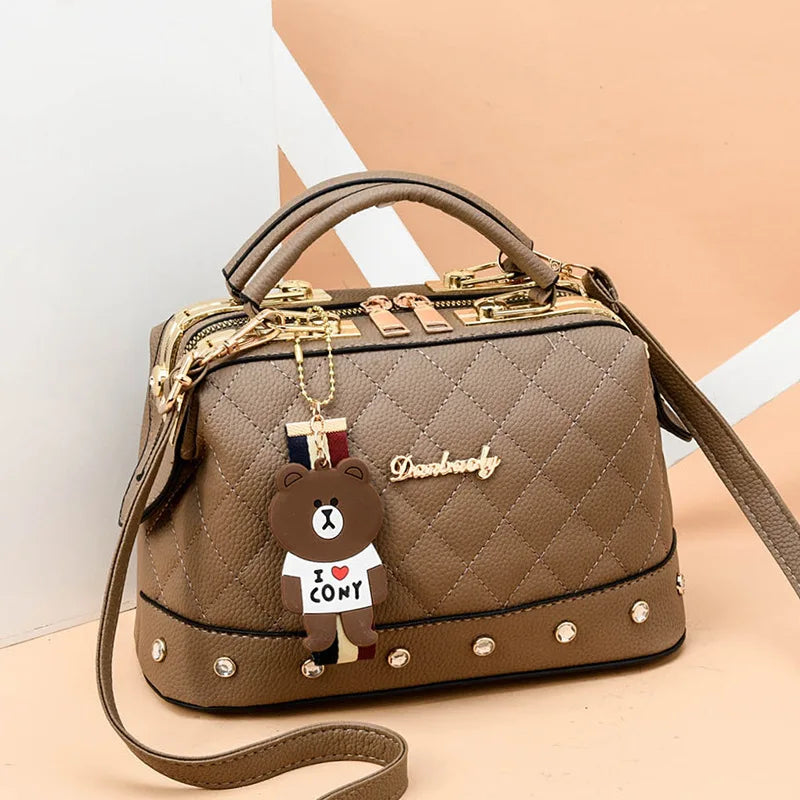 Luxury Rivet Designer Crossbody Bag – Elegant Small Square Shoulder Handbag