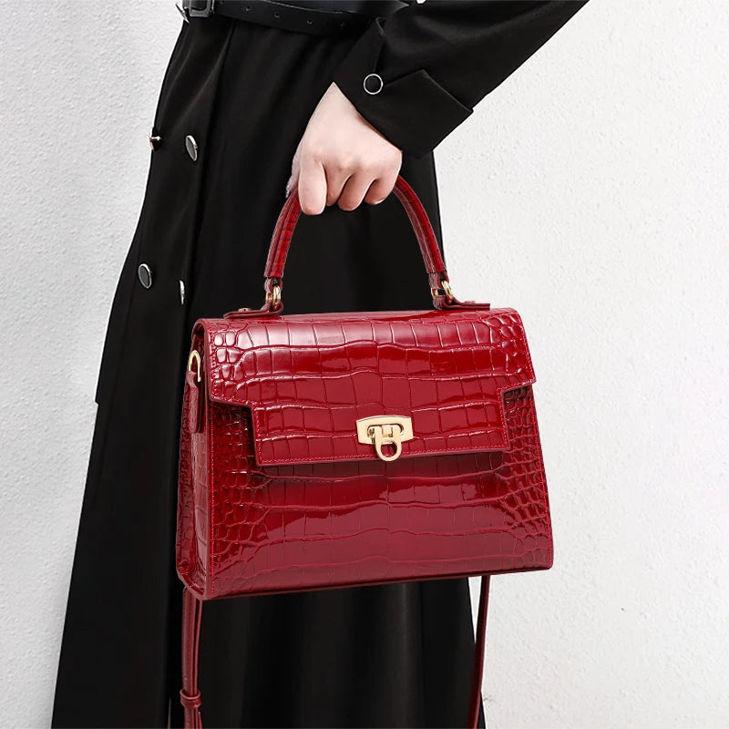Luxury Croc-Embossed Leather Handbag – Premium Shoulder & Crossbody Purse for Women