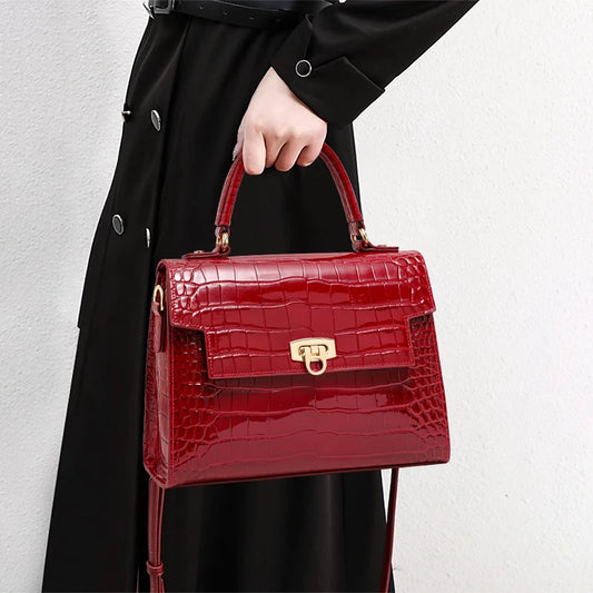 Luxury Croc-Embossed Leather Handbag – Premium Shoulder & Crossbody Purse for Women