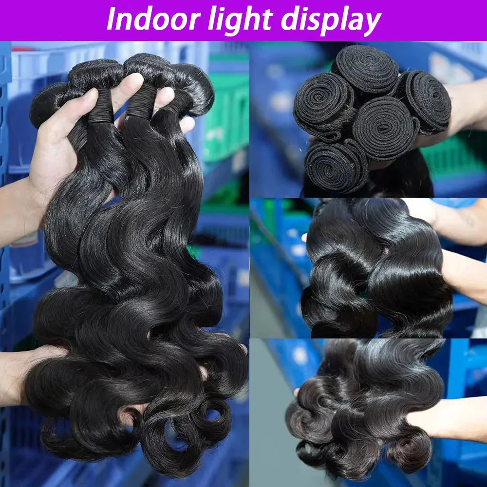 Premium Brazilian Virgin Body Wave Hair | 100% Human Hair Weave Extensions – Natural Black