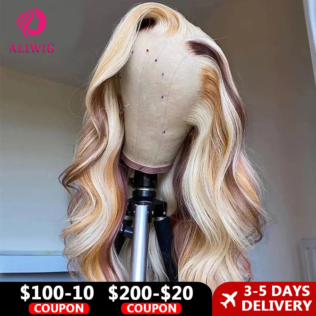 13x4 HD Lace Frontal Wig - 36" Body Wave (Honey Blonde #613)